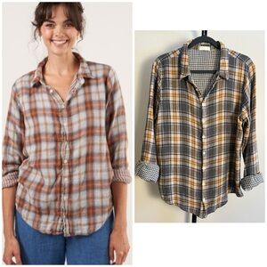 CP Shades Plaid Button Down Shirt - Brown, Orange, Gray